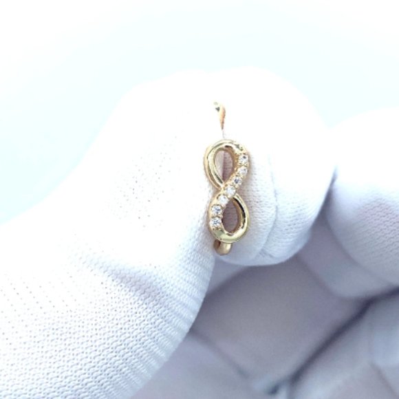 CZ Infinity Sign 24 KT Gold Plated Nose Cuff Fake Nose Rings No Piercing Jewelry - Picture 4 of 5